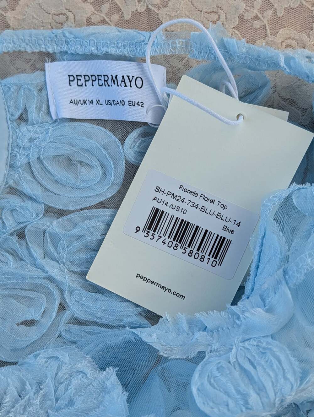 Peppermayo Fiorella Floret blue set size 10 NWT floral romantic feminine quiet l - Picture 10 of 12